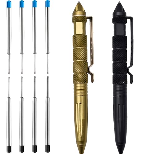 Tactical Pen,2 Stück Taktischer Kugelschreiber, 4 Blau 4 Schwarze Für Tactical Defense Selbstverteidigungs Stift, Wolframstahl Glasbrecher Stift Für Schreiben, Emergent Tool Und Geschenk - Schwarz ﻿ von ltoSrfnb