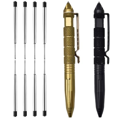 ltoSrfnb Tactical Pen,2 Stück Taktischer Kugelschreiber, 8 Schwarze Für Tactical Defense Selbstverteidigungs Stift, Wolframstahl Glasbrecher Stift Für Schreiben, Emergent Tool Und Geschenk - Schwarz von ltoSrfnb