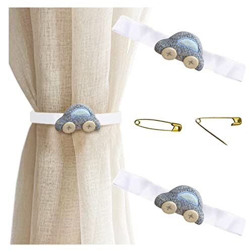 2 Stück Cloud Star Starfish Vorhanghalter mit Schnalle Cute Curtain Tiebacks Drapery Holdbacks Straps for Kids Bedroom Nursery Blue Car von luchike