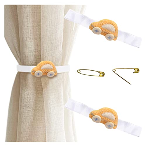 2 Stück Cloud Star Starfish Vorhanghalter mit Schnalle Cute Curtain Tiebacks Drapery Holdbacks Straps for Kids Bedroom Nursery Light Yellow Car von luchike