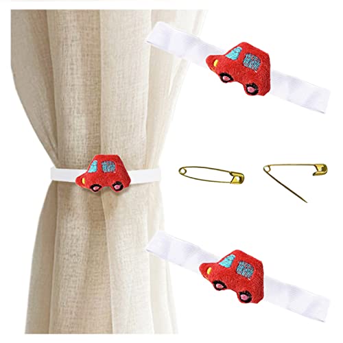 2 Stück Cloud Star Starfish Vorhanghalter mit Schnalle Cute Curtain Tiebacks Drapery Holdbacks Straps for Kids Bedroom Nursery Red Car von luchike