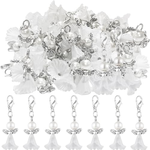 luckaide Schutzengel Bastelset, 50 Stück Schutzengel Selber Machen Set, Schutzengel Basteln, Schutzengel Anhänger Klein, Engel Anhänger, Perlen Engel für DIY Basteln, Hochzeit, Geburtstag und Taufe von luckaide