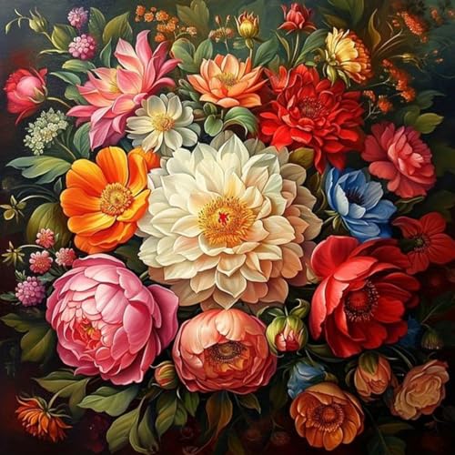 Diamond Painting Erwachsene Blumen- Diamont Painting Bilder Blumen, Blume Diamond Painting Bunt als Geschenk für Home Wand Décor 30X40CM von luckyarina