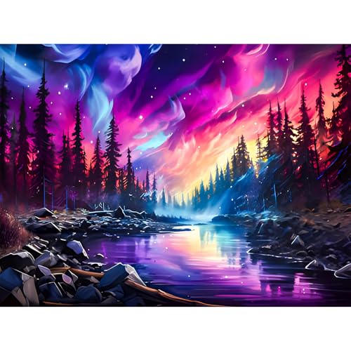 Malen Nach Zahlen Erwachsene Aurora-Paint by Numbers Adult Natur Landschaft,DIY Acrylfarben Handgemalt Ölgemälde für Home Haus Deko30X40CM von luckyarina