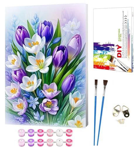 Malen Nach Zahlen Erwachsene Mit Rahmen-Blume Malen Nach Zahlen Erwachsene Leinwand,Lilien Paint by Numbers Adult Mit Geschenkbox DIY Handgemalt Ülgemalde für Geschenk Home Wand Décor 20x30cm von luckyarina