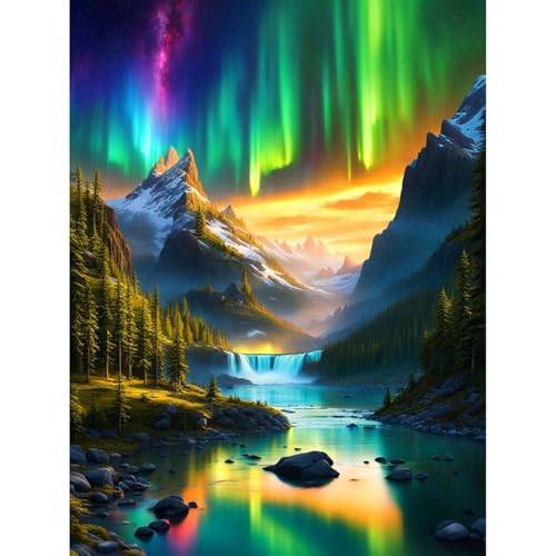 luckyarina Aurora Diamond Painting Erwachsene,5D Diamond Painting Landschaft,Aurora Diamont Painting Arts Craft für Home Wand Decor(30x40cm) von luckyarina