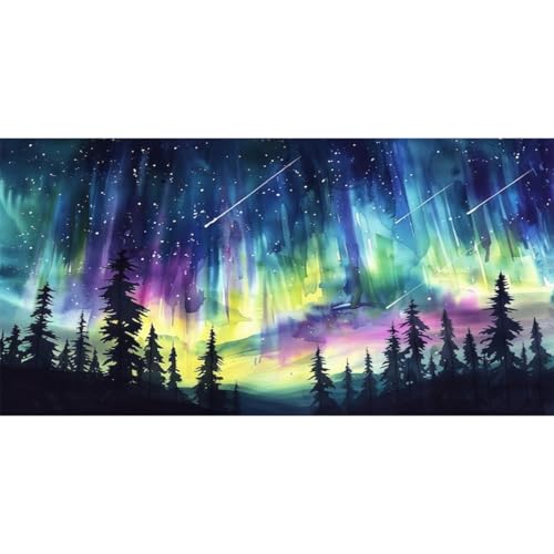 luckyarina Aurora Diamond Painting Erwachsene 30X60 CM- Landschaft Diamant Painting Bilder, Aurora 5D Diamond Painting Als Geschenk für Haus Dekoration von luckyarina