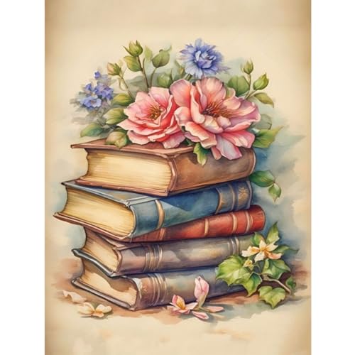 luckyarina Diamond Painting Blumen-5D Diamond Painting Erwachsene Buch,DIY Diamant Painting Wohnzimmer Schlafzimmer Heimdekoration Wand Dekor 30×40 cm von luckyarina