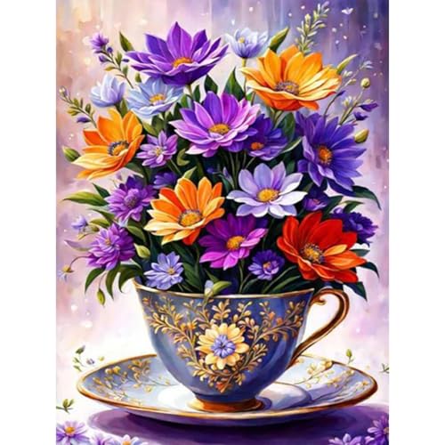 luckyarina Diamond Painting Blumen-Diamant Painting Erwachsene Blume Diamant Painting Bilder als Geschenk für Home Wand Décor 30x40 CM von luckyarina