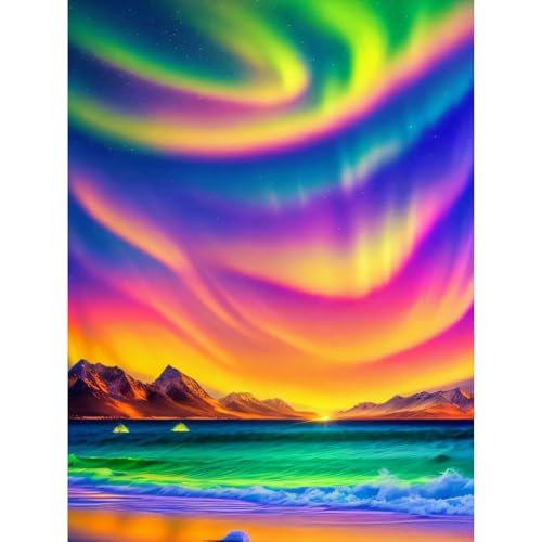 luckyarina Diamond Painting Erwachsene Aurora-5D Diamond Painting Landschaften,Szenerie Diamant Painting Bilder Crystal Stickerei Kreuzstich Crafts für Home Wand Décor 30x40cm von luckyarina