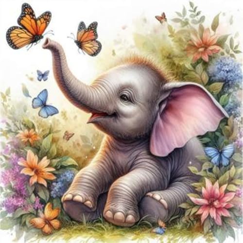 luckyarina Diamond Painting Erwachsene Elefant- Diamant Painting Bilder Tiere, Elefant 5D Diamond Painting als Geschenk für Home Wand Décor 30X30CM von luckyarina