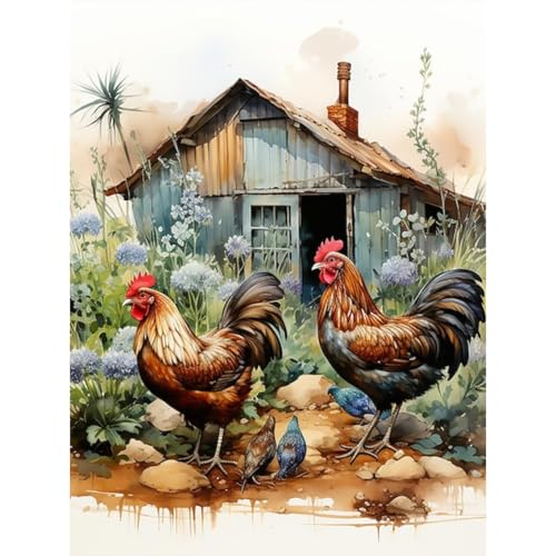 luckyarina Diamond Painting Erwachsene Huhn- Diamont Painting Bilder Tiere, Huhn Diamond Painting Bild als Geschenk für Home Wand Décor 30X40CM von luckyarina