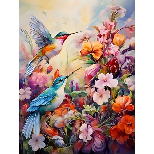 luckyarina Diamond Painting Erwachsene Kolibri-5D Diamond Painting Kolibris,Blumen Diamant Painting Bilder Crystal Stickerei Kreuzstich Crafts für Home Wand Décor 30x40cm von luckyarina