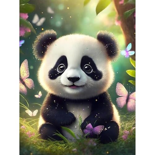 luckyarina Diamond Painting Erwachsene Panda-5D Diamond Painting Tiere,süßer Panda Diamant Painting Bilder Crystal Stickerei Kreuzstich Crafts für Home Wand Décor 30x40cm von luckyarina