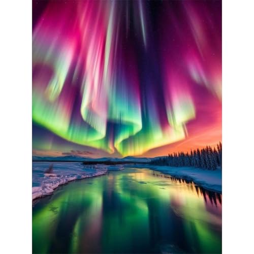 luckyarina Diamond Painting Erwachsene Polarlichter- Diamond Painting Landschaft, Polarlichter Diamant Painting Bilder Erwachsene für Haus Dekoration 30X40CM von luckyarina