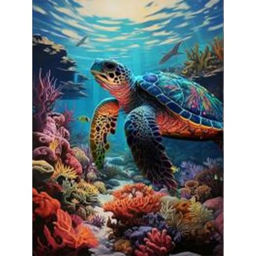 luckyarina Diamond Painting Erwachsene Schildkröte- Diamant Painting Bilder Tiere, Schildkröte 5D Diamond Painting als Geschenk für Home Wand Décor 30x40CM von luckyarina