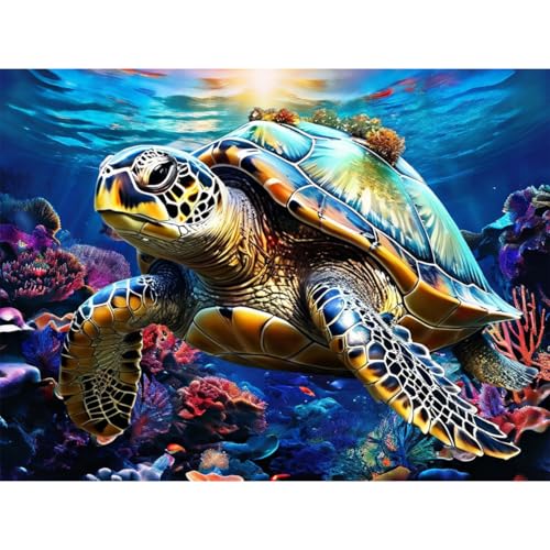 luckyarina Diamond Painting Erwachsene Schildkröte- Diamont Painting Tiere, Schildkröte Diamond Painting Bild als Geschenk für Home Wall Decor 30X40CM von luckyarina