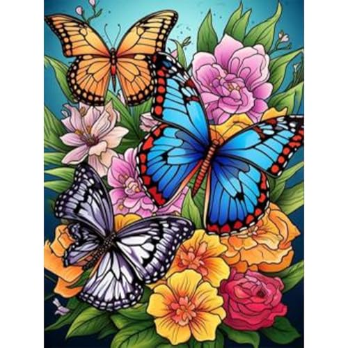 luckyarina Diamond Painting Erwachsene Schmetterling- Diamont Painting Blumen, Schmetterling 5D Diamond Painting für Home Wand Décor 30x40CM von luckyarina