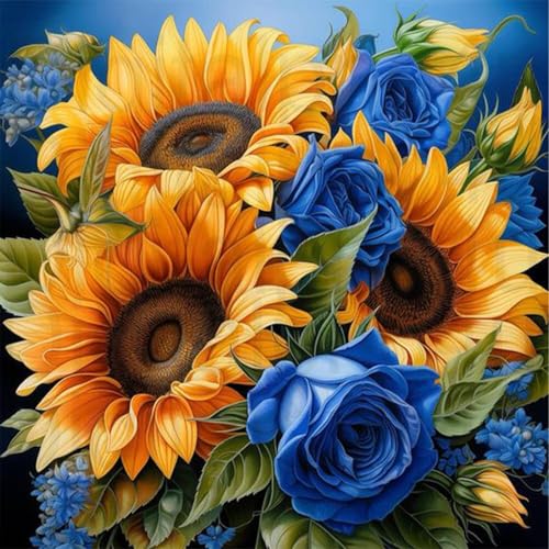 luckyarina Diamond Painting Erwachsene Sonnenblumen-5D Diamond Painting Sonnenblume,Blume Diamant Painting Bilder Crystal Stickerei Kreuzstich Crafts für Home Wand Décor 30x30cm von luckyarina