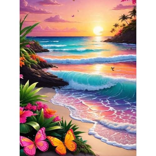 luckyarina Diamond Painting Erwachsene Strand- Meer Diamant Painting Bilder Meer, Landschaft Diamond Painting Bild als Geschenk für Home Wand Décor30X40CM von luckyarina