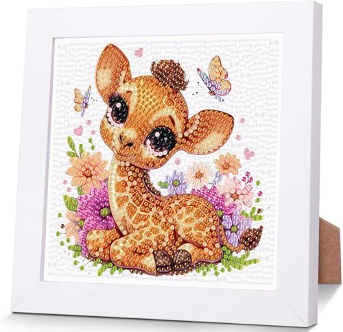 luckyarina Diamond Painting Giraffe-Diamond Painting Tiere,Mosaik Bastelset Kinder für Kinder 8 9 10 11 Jahre als Geschenk für Home Wand Décor 18X18 CM von luckyarina