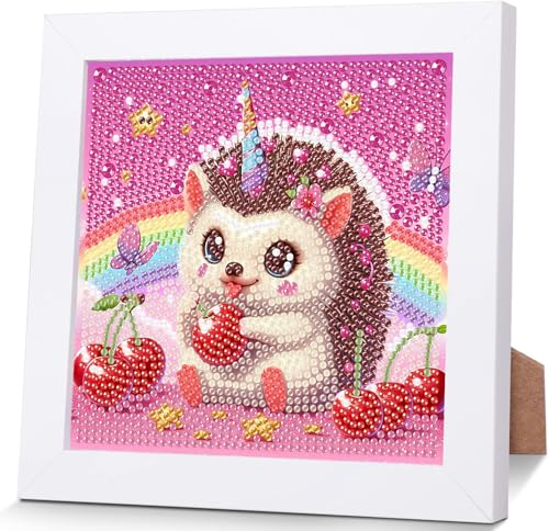 luckyarina Diamond Painting Igel-Igel Diamant Painting Bilder Kinder,Mosaik Bastelset Kinder für Kinder 8 9 10 11 Jahre,als Geschenk für Home Wand Décor 18X18 CM von luckyarina