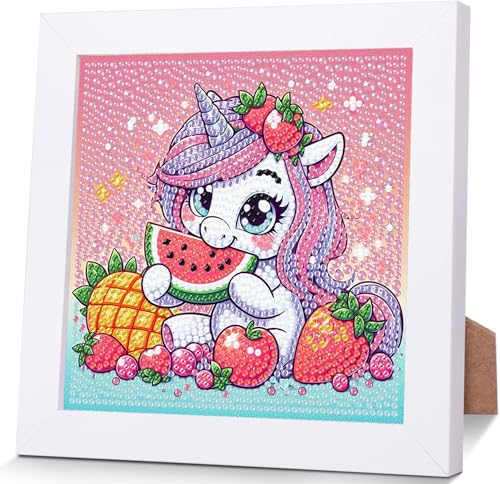 luckyarina Einhorn Diamond Painting Kinder mit Rahmen- Tiere Diamant Painting Bilder kinder, Diamant Painting Arts Craft für Home Wand Decor 18X18CM von luckyarina