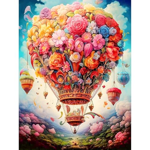 luckyarina Heißluftballons Diamond Painting Erwachsene,5D Diamond Painting Heißluftballons Blume,Blumen Diamont Painting Arts Craft für Home Wand Decor(30x40cm) von luckyarina