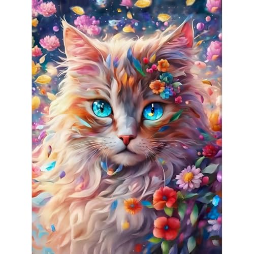 luckyarina Kätzchen Diamond Painting Erwachsene,5D Diamond Painting Tiere,Katze Diamont Painting Arts Craft für Home Wand Decor(30x40cm) von luckyarina