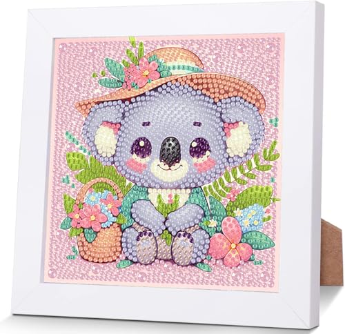 luckyarina Koala Diamond Painting Kinder mit Rahmen- Tiere Diamant Painting Bilder kinder, 5D Diamant Painting Craft für Home Wand Decor 18X18CM von luckyarina