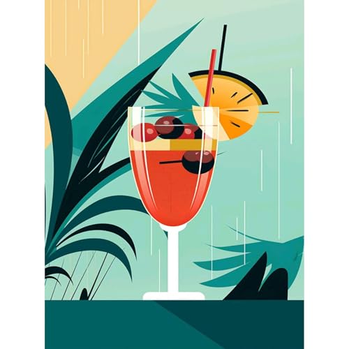 luckyarina Malen Nach Zahlen Erwachsene Anfänger-Cocktail Malen Nach Zahlen Erwachsene Leinwand,Sommer Fruchtsaft Paint by Numbers Adult DIY für Geschenk Home Wand Décor 30x40cm von luckyarina