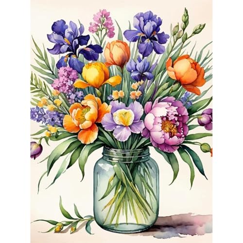 luckyarina Malen Nach Zahlen Erwachsene Blumen-Blume Paint by Numbers Adult,Blumen Ölgemälde für Geschenke und Home Haus Deko 30x40 CM von luckyarina