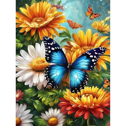 luckyarina Malen Nach Zahlen Erwachsene Schmetterling-Paint by Numbers Adult Blumen,Acrylmalerei Set für Hause Dekoration Verwendet Werden 30X40CM von luckyarina