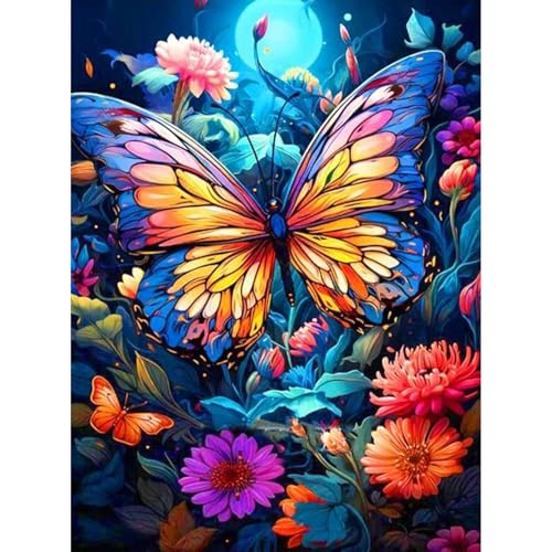 luckyarina Malen Nach Zahlen Erwachsene Schmetterlinge-Schmetterling Malen Nach Zahlen Erwachsene Leinwand,Blume Paint by Numbers Adult DIY für Geschenk Home Wand Décor 30x40cm von luckyarina