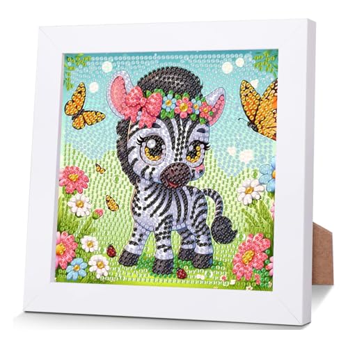 luckyarina Pferd Diamond Painting Kinder mit Rahmen- Tiere Diamant Painting Bilder kinder, Pferde Diamant Malerei Tiere für Haus Dekoration 18X18CM von luckyarina