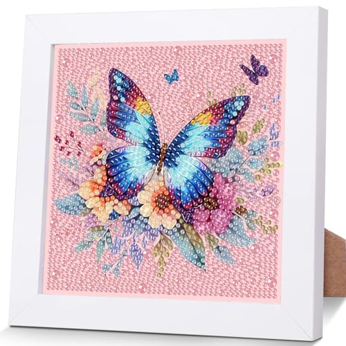 luckyarina Schmetterling Diamond Painting Kinder mit Rahmen-Tiere Diamant Painting Bilder kinder, Niedlich Diamant Malerei Schmetterling für Haus Dekoration 18X18CM von luckyarina