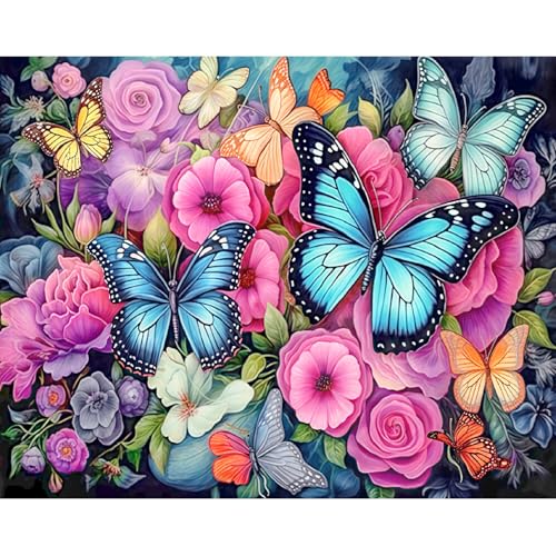 luckyarina Schmetterlinge Diamond Painting Erwachsene,5D Diamond Painting Schmetterlingen,Florid Diamont Painting Arts Craft für Home Wand Decor(30x40cm) von luckyarina