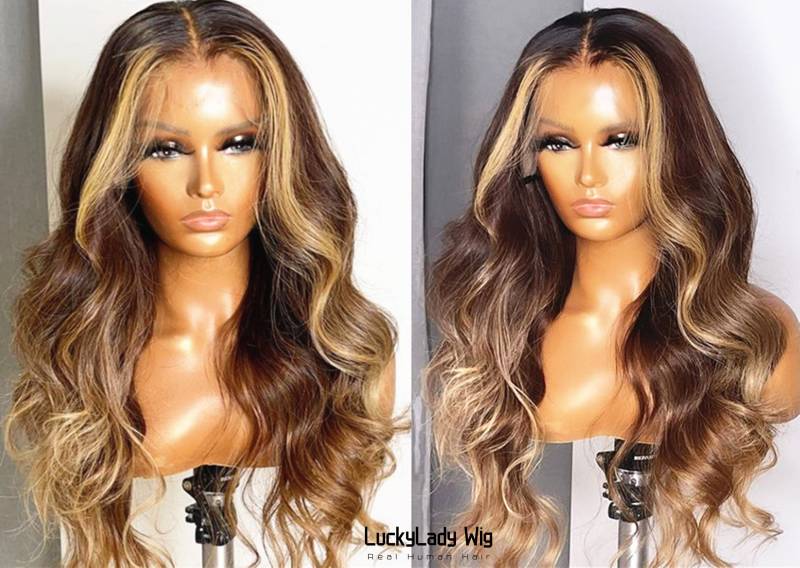 Highlight Haar Perücken Frontal 13x4 Spitze Prelucked Echthaar Perücke Vordere 13x6 Für Frauen Mit Babyhaar Kleberlose von luckyladyhair