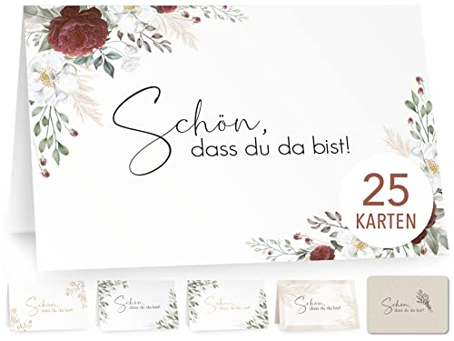 25 Tischkarten Hochzeit, Namensschilder Hochzeit, Platzkarten Hochzeit, Tischkarten Geburtstag, Namenskarten Hochzeit – Burgundy Roses Rot von luftundliebe