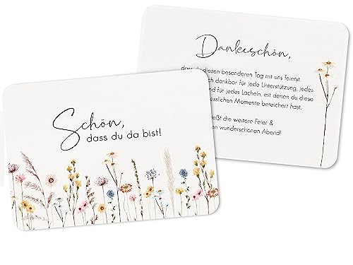 50 Tischkarten Hochzeit, Namensschilder Hochzeit, Platzkarten Hochzeit, Tischkarten Geburtstag, Namenskarten Hochzeit – Wildflowers von luftundliebe