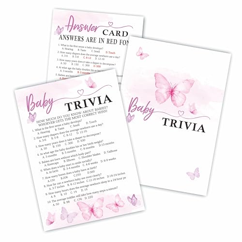 luixd Baby-Trivia-Spiel-Set für Babypartys, 30 doppelseitige Schmetterlings-Spielkarten mit 1 Antwortkarte für Mädchen und Jungen, Gender Reveal-Spiel, Babyparty-Partygeschenke und Dekorationen, A22 von luixd