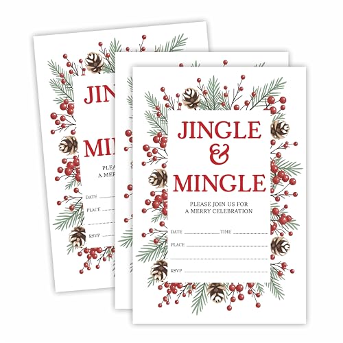 luixd Jingle & Mingle A06 Einladungskarten mit Umschlägen, doppelseitig, zum Ausfüllen, Partygeschenk und Dekorationen, 20 Stück von luixd