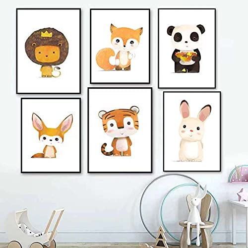 lulupila Bilder Babyzimmer Poster Waldtiere für Kinderzimmer Wohnzimmer A4 Kinderposter Kinderbilder Tiere Tiermotive Deko für Kinder Junge Mädchen (6er Set - G16) von lulupila