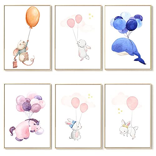 lulupila Bilder Kinderzimmer Deko Poster Babyzimmer Wohnzimmer A4 Kinderposter Kinderbilder Tiere Tiermotive Waldtiere für Kinder Junge Mädchen (6er Set - G8) von lulupila