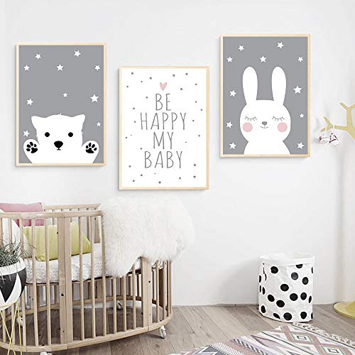 lulupila Bilder Poster Kinderzimmer Deko Babyzimmer Wohnzimmer A4 Kinderposter Kinderbilder Tiere Tiermotive Waldtiere für Kinder Junge Mädchen (3er Set - V1) von lulupila