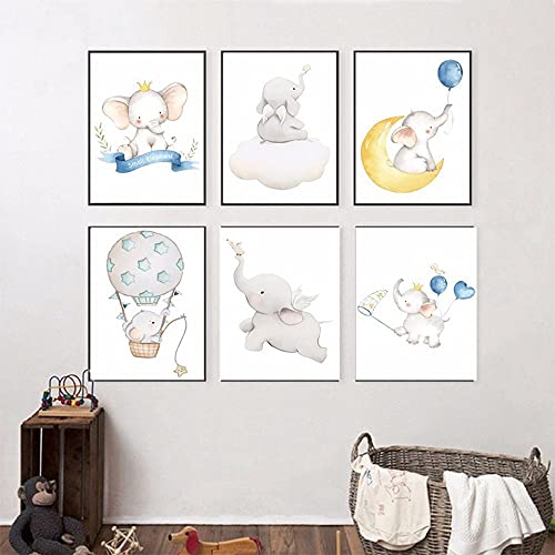 lulupila Bilder Poster Kinderzimmer Deko Kinderposter Babyzimmer Wohnzimmer A4 Kinderbilder Tiere Tiermotive Waldtiere für Kinder Junge Mädchen (6er Set - G6) von lulupila