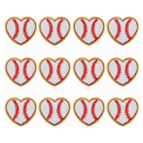 luxurious 12 STK. Baseball-Patch Goldkante Baseball-Bügeleisen-Aufnäher Baseball-Applikation Wie Abgebildet Acrylfaser für die Dekorative Kleidung DIY von luxurious