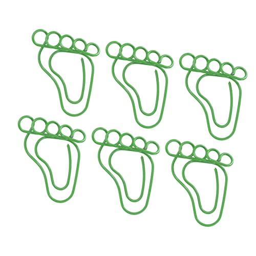 100 Stück Büroklammern in Fußform, rutschfest, farbecht, niedliches Aussehen, tragbar für Büro, Schule, Familie, niedliche Büroklammern, blau, generische Büroklammern in Fußform (Green) von lvifloae