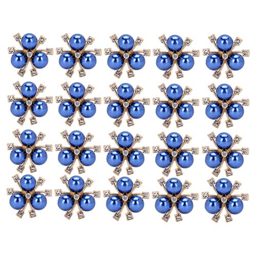 20 Stück Perlen-Blumen-Stulpe-Brosche, modische Perlenknöpfe, Bogg-Taschenanhänger, Blumen-Charms, Verzierungen zum Basteln, Schmuck-Zubehör (Blue) von lvifloae