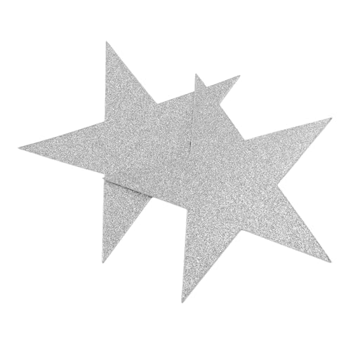 50 Stück glitzernde Stern-Papierausschnitte, goldene Dekorationen, doppelseitige Sterne, Dekorationsausschnitte, Papier-Wanddekoration für Pinnwand, Klassenzimmer, Hochzeit, (Silver) von lvifloae